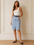 GONNA MIDI IN DENIM CHIARO CON SPACCO FRONTALE (146)