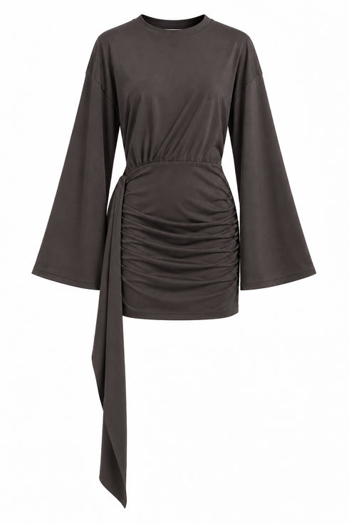 HAVEONE ABITO MINI CON DRAPPEGGIO E MANICHE SVASATE