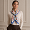 FOULARD FLOREALE ACQUERELLO CON BORDO BLU