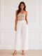 PANTALONE LUNGO PALAZZO IN PIZZO SAN GALLO BIANCO (172)