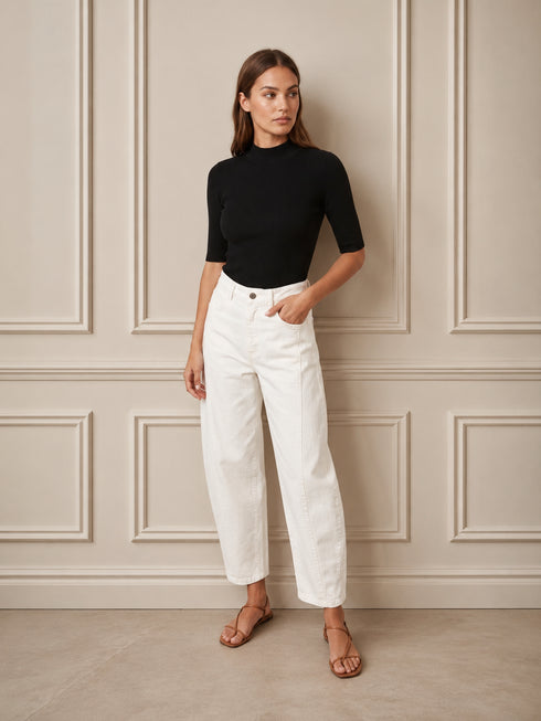 TENSIONE IN-PANTALONE WIDE LEG CROPPED BIANCO (136)