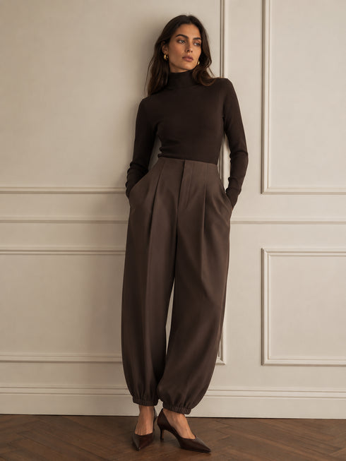 PANTALONE BALLOON A VITA ALTA IN COTONE (141)