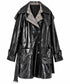 TRENCH LUCIDO NERO CON REVER CHECK