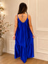 VESTITO LUNGO IN RASO CON BALZA E FIOCCO