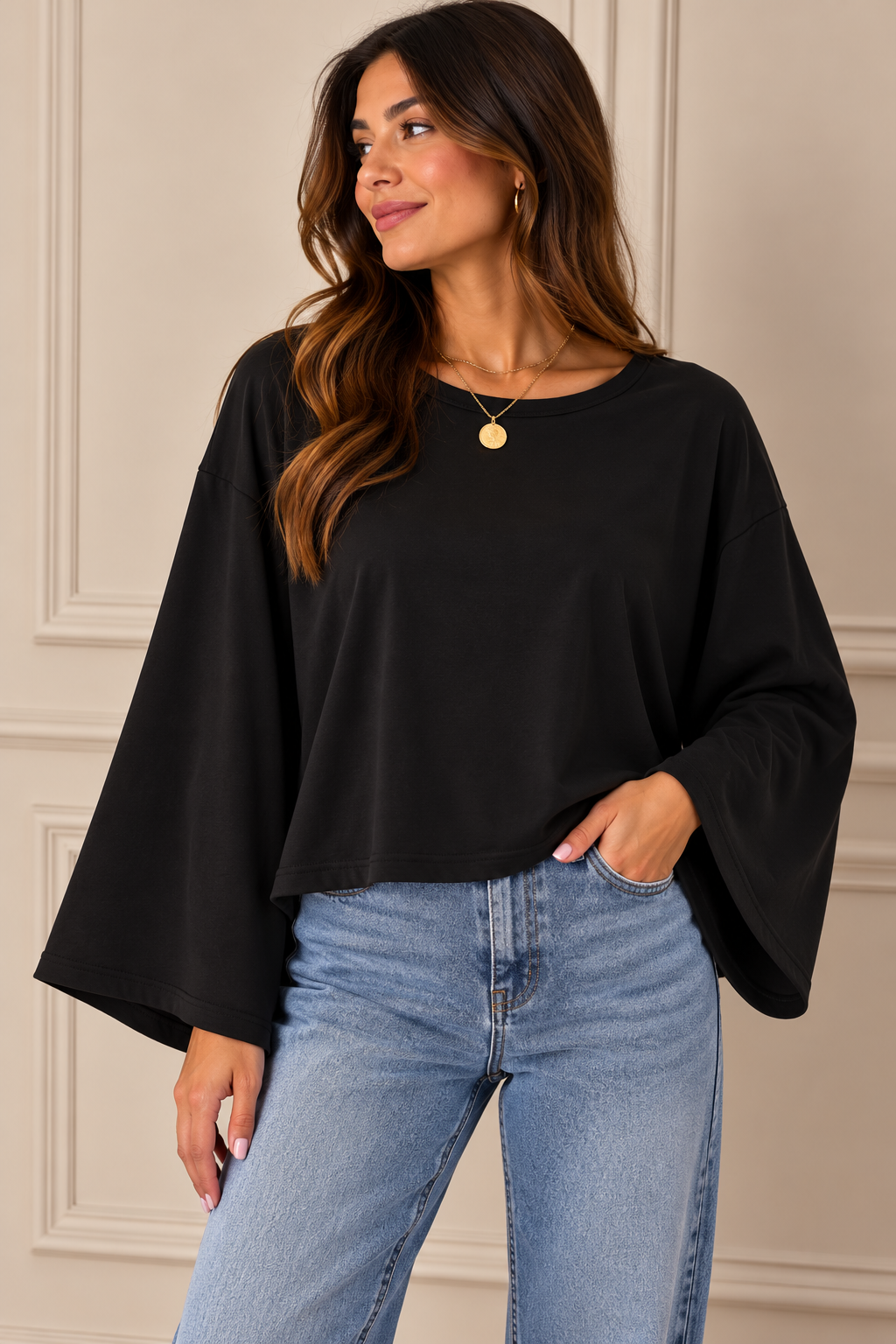 HAVEONE T-SHIRT OVERSIZE CON MANICHE A CAMPANA