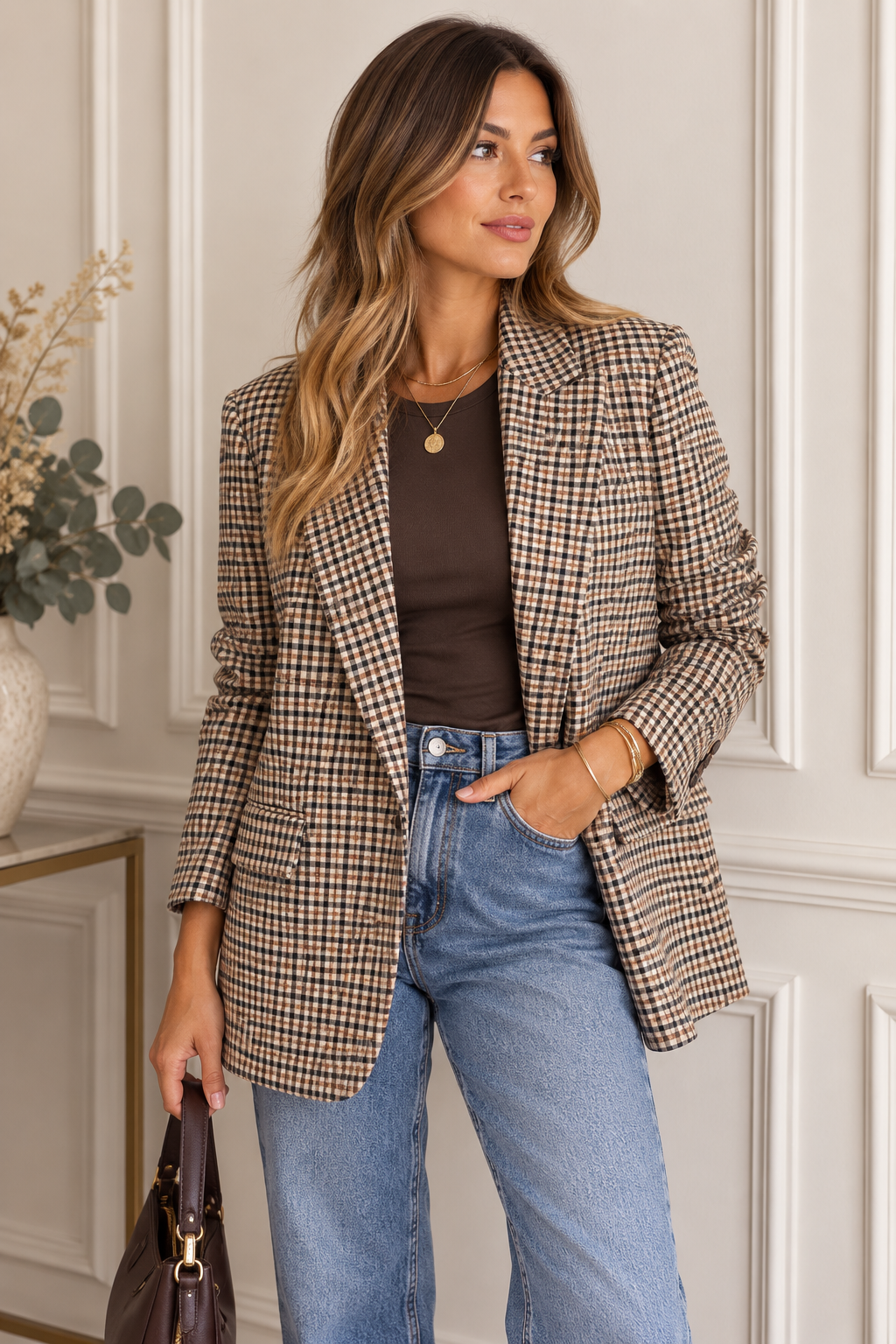HAVEONE BLAZER CHECK ELEGANCE
